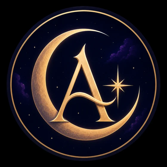 Aurelune crescent moon and letter A emblem